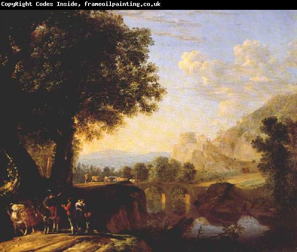 SWANEVELT, Herman van Italian Landscape with Bridge and Castle ar